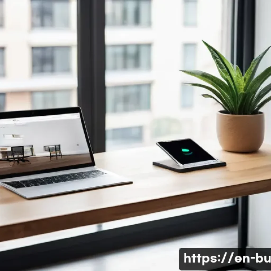원격근무에서의 기술적 문제 해결 방법 - A modern home office setup featuring a sleek Wi-Fi router placed centrally on a wooden shelf in an o...