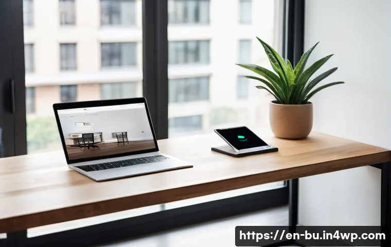 원격근무에서의 기술적 문제 해결 방법 - A modern home office setup featuring a sleek Wi-Fi router placed centrally on a wooden shelf in an o...