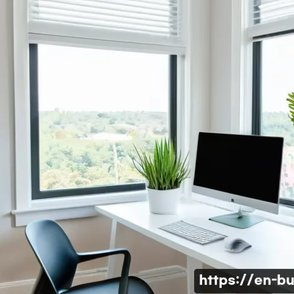원격근무 생산성을 높이기 위한 솔루션 탐색 - A modern home office setup featuring an ergonomic chair with adjustable lumbar support, a clean whit...
