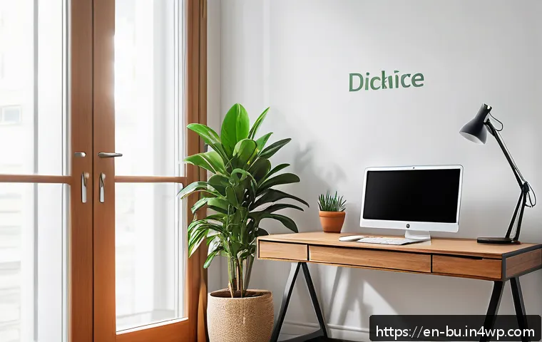 생산성 높은 원격근무를 위한 일과 삶의 균형 - A modern, cozy home office corner featuring a sleek wooden desk with a large monitor at eye level, a...