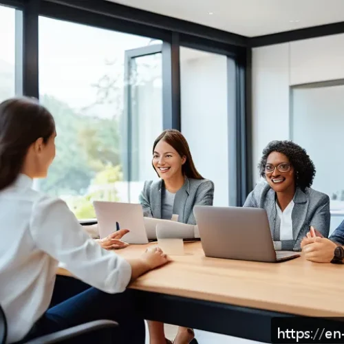 Home 31 원격근무에서의 생산성 결산 방법 - A modern remote work setup showing a diverse team collaborating via video conference on a large scre...