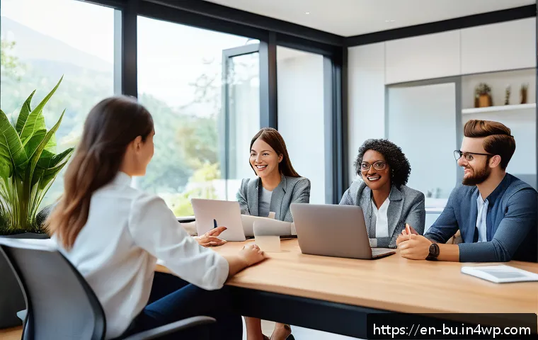 원격근무에서의 생산성 결산 방법 - A modern remote work setup showing a diverse team collaborating via video conference on a large scre...