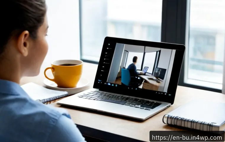 Home 17 원격근무와 생산성 글로벌 기업 사례 - Photorealistic modern remote work scene in a bright London apartment, focused professional seated at...